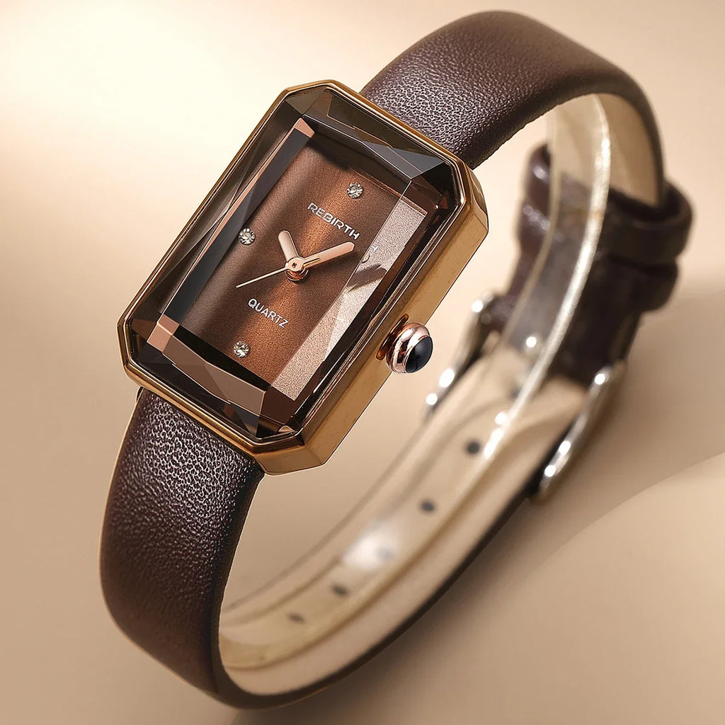 Colette | Montre Bracelet Cuir Boîtier Rectangulaire