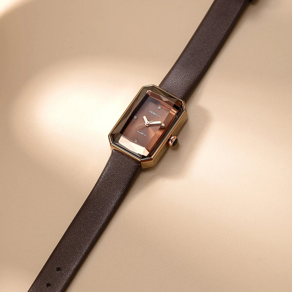 Colette | Montre Bracelet Cuir Boîtier Rectangulaire