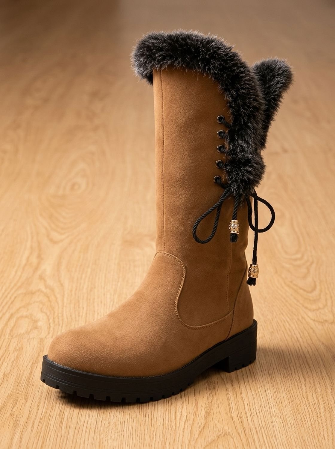 Rosalie | Bottes Hautes Bordure Fausse Fourrure
