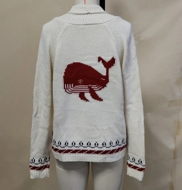 Aliénor | Cardigan Tricoté Motif Brodé Marin