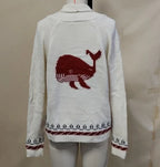 Aliénor | Cardigan Tricoté Motif Brodé Marin