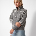 Juliette | Cardigan Zippé Oversize Imprimé Paisley