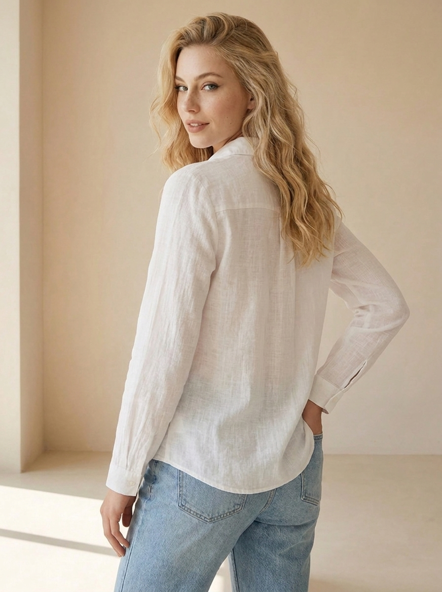 Elena | Chemise Légère Aspect Coton Avec Col En V