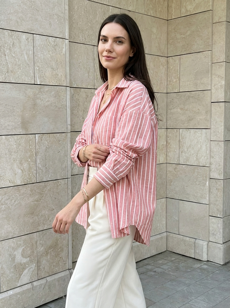 Léonie | Chemise Rayée Oversize Élégante
