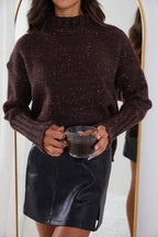 Éléonore | Pull Laine Col Montant Chocolat