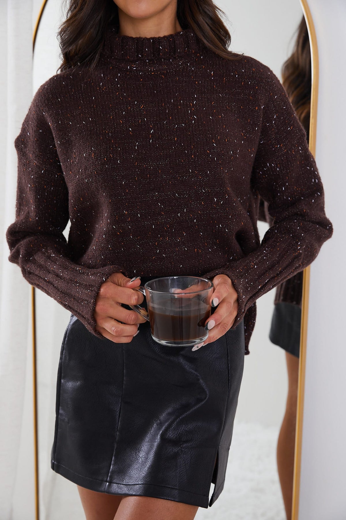 Éléonore | Pull Laine Col Montant Chocolat