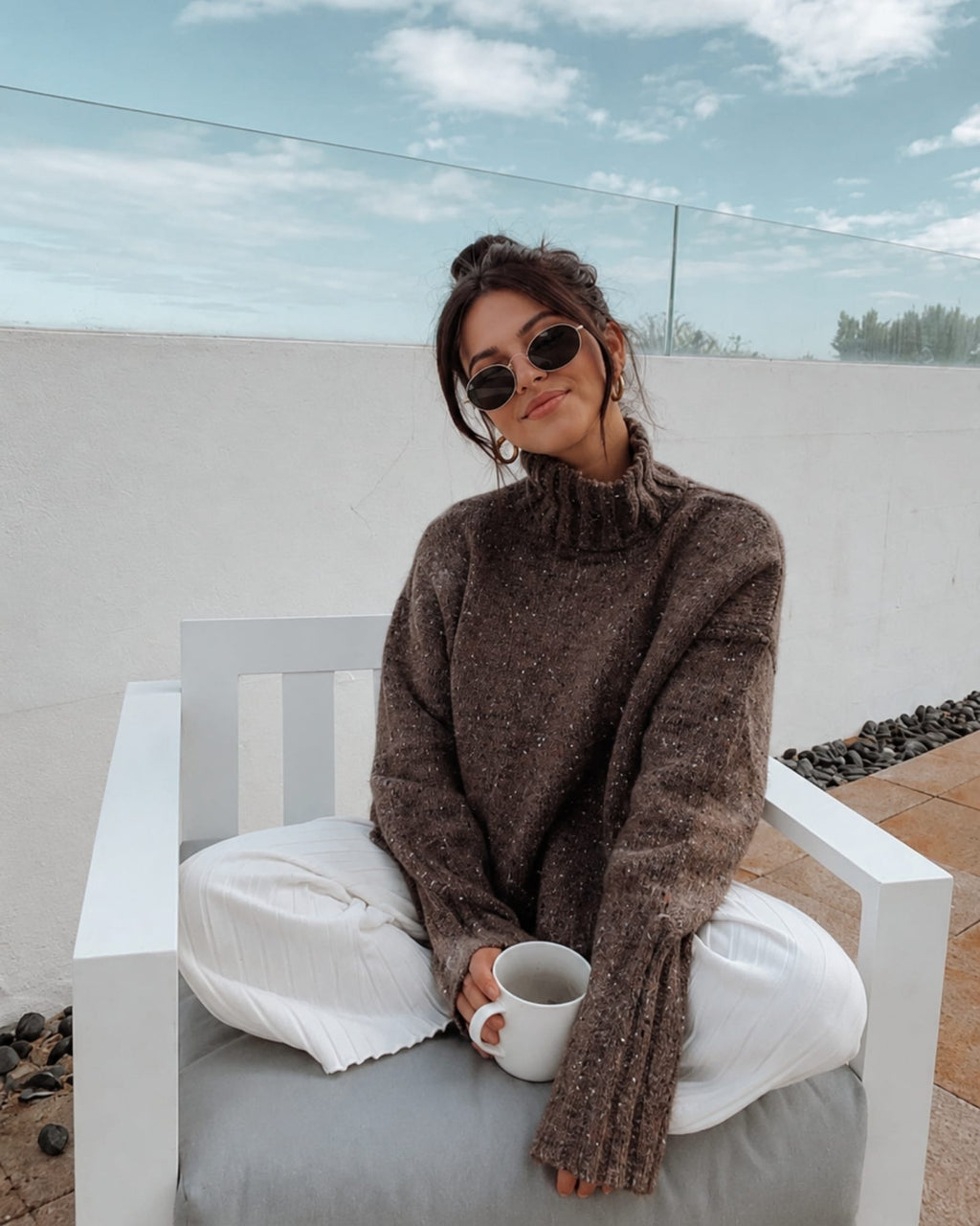 Éléonore | Pull Laine Col Montant Chocolat