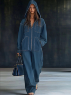 Maëlys | Combinaison Denim Capuche