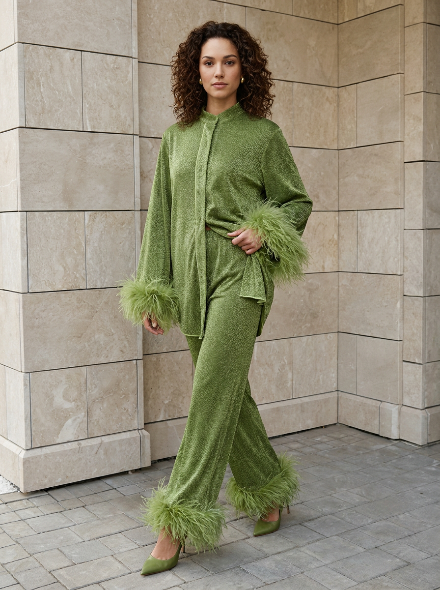 Vivienne | Ensemble Scintillant à Détails Plume