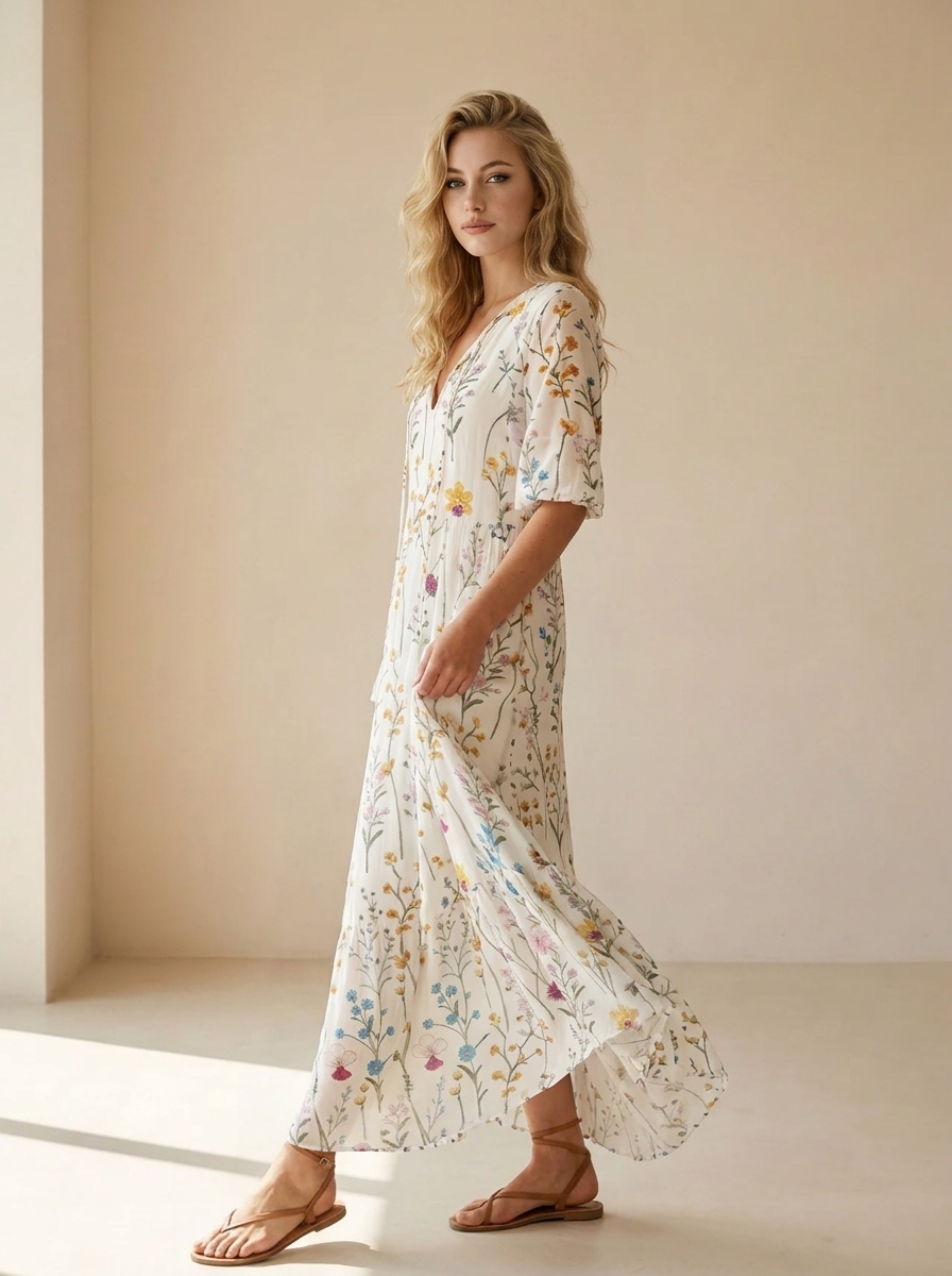 Elvara | Robe Maxi À Imprimé Floral Et Coupe Ample