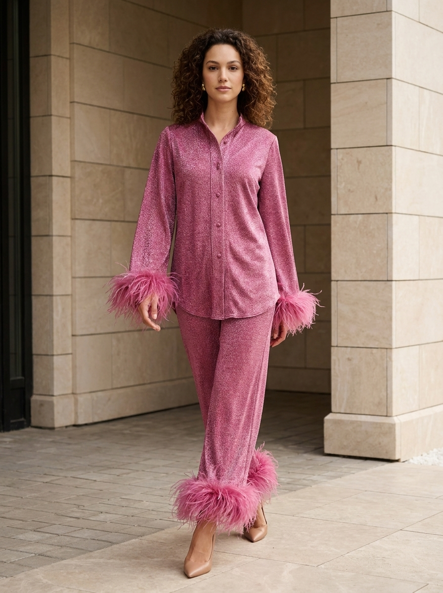Vivienne | Ensemble Scintillant à Détails Plume