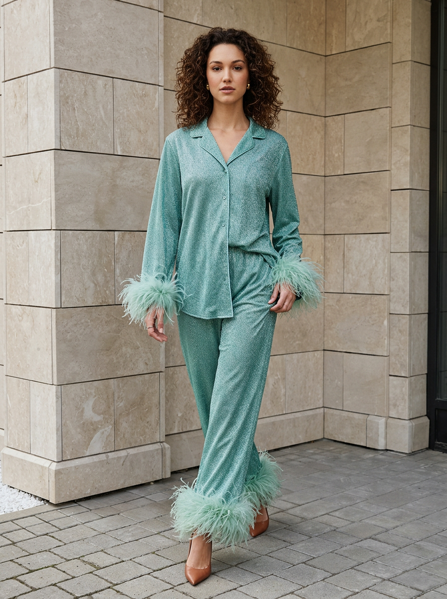 Vivienne | Ensemble Scintillant à Détails Plume