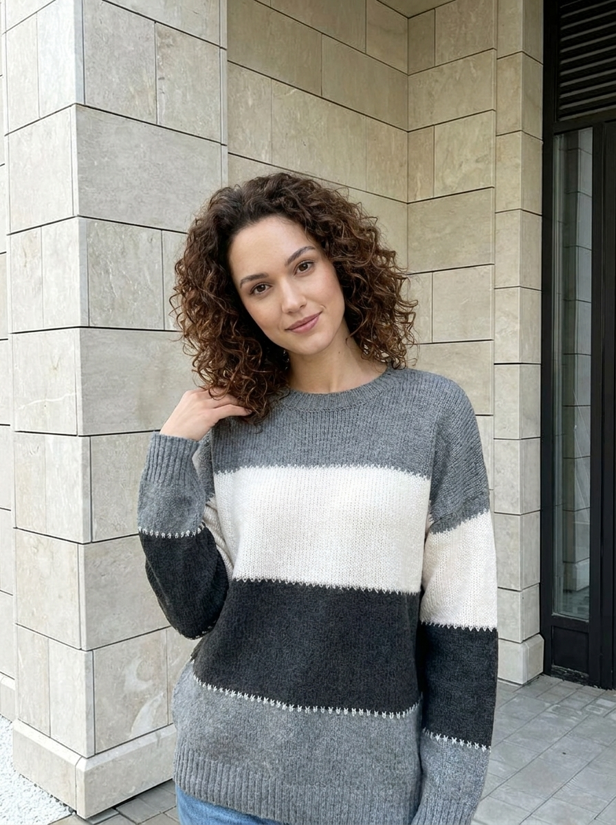 Alina | Pull Rayé Colorblock