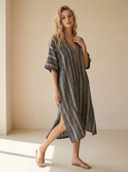 Seraphina | Robe Kaftan À Rayures Avec Col En V