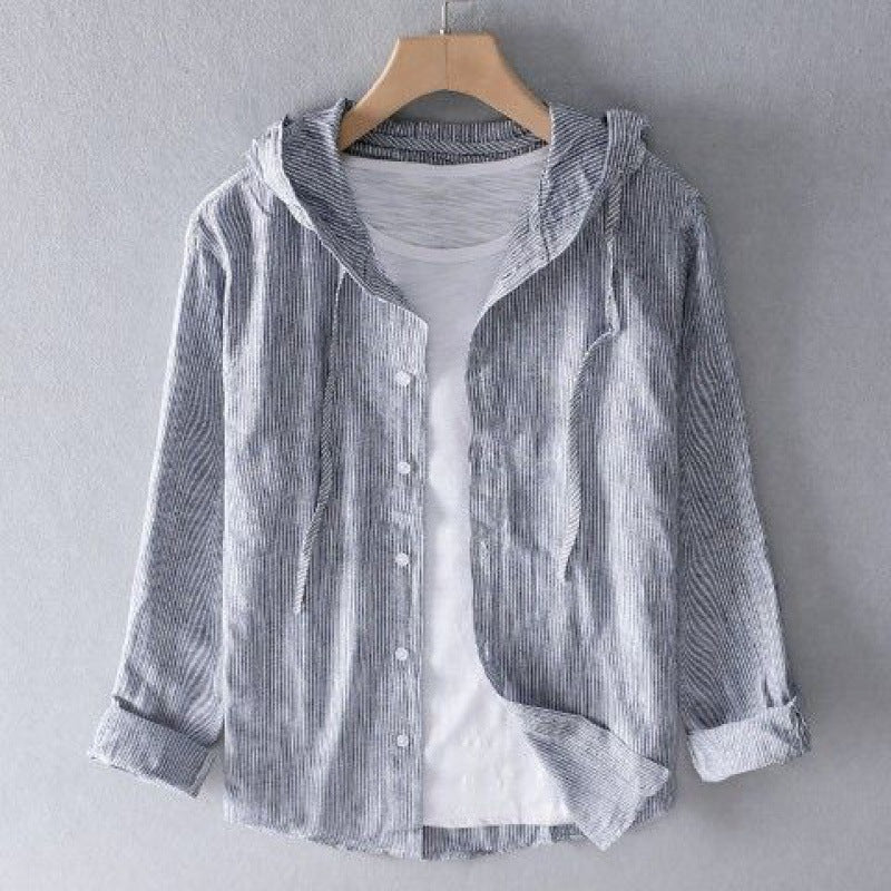 Agathe | Chemise Capuche Rayée Boutonnée