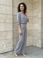 Élodie | Ensemble Élégant Croisé à Pantalon Large