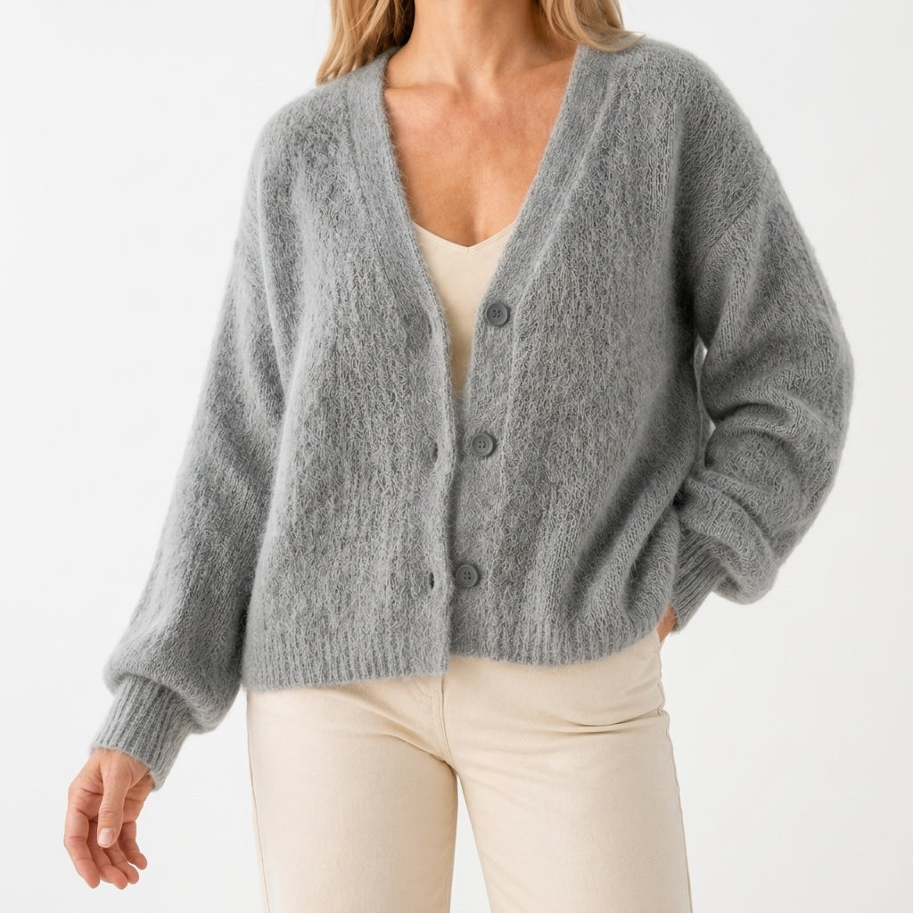 Alix | Cardigan Duveteux Boutonné