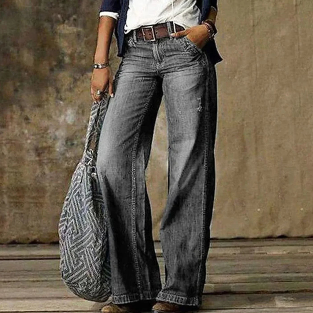 Adèle | Jean Large Délavé Taille Haute