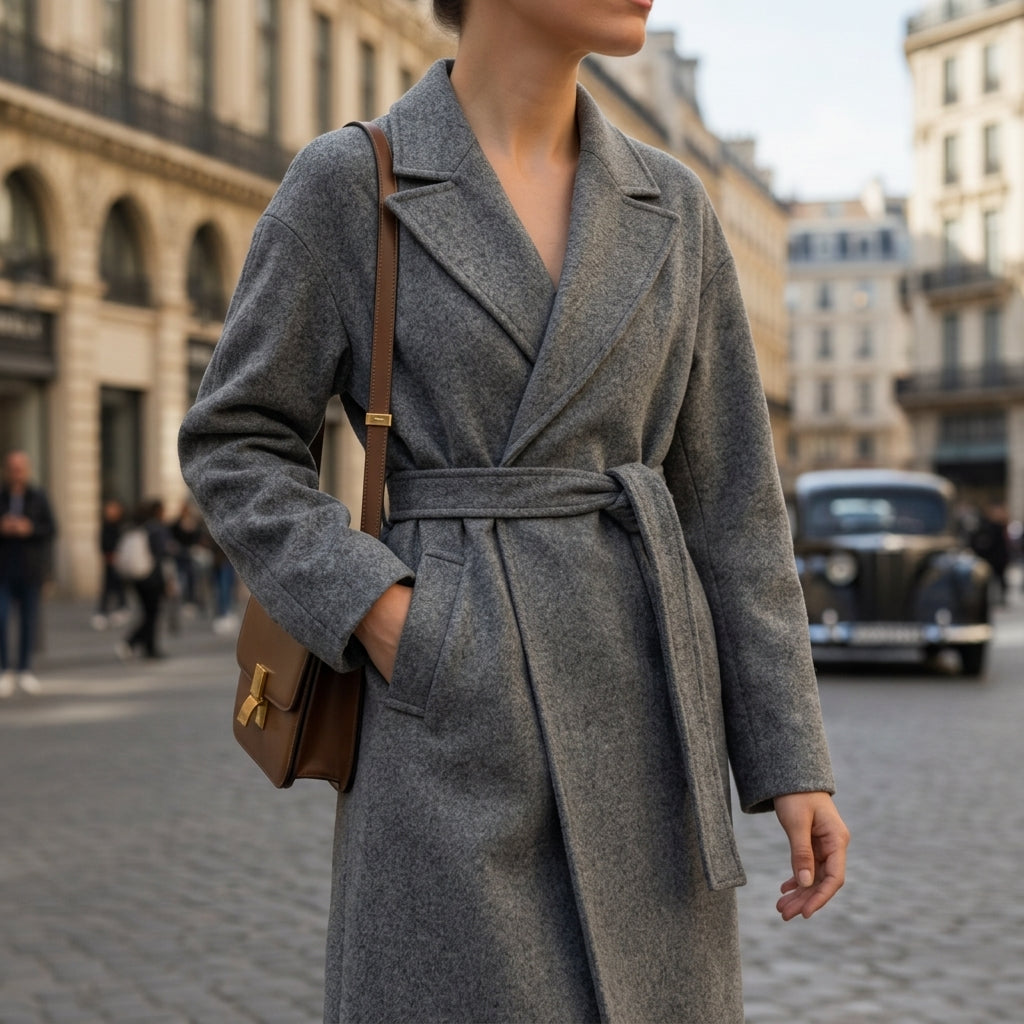 Bérénice | Manteau en Laine Ceinturé Col Cranté