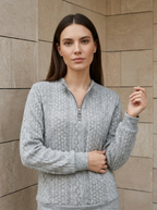 Noémie | Pull en Maille Torsadée à Col Zippé
