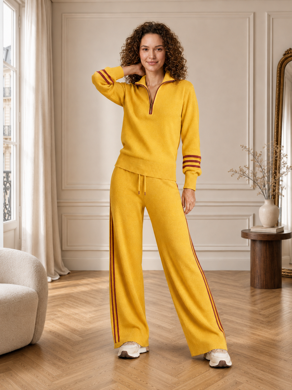 Serena | Ensemble Pull Zippé et Pantalon Large