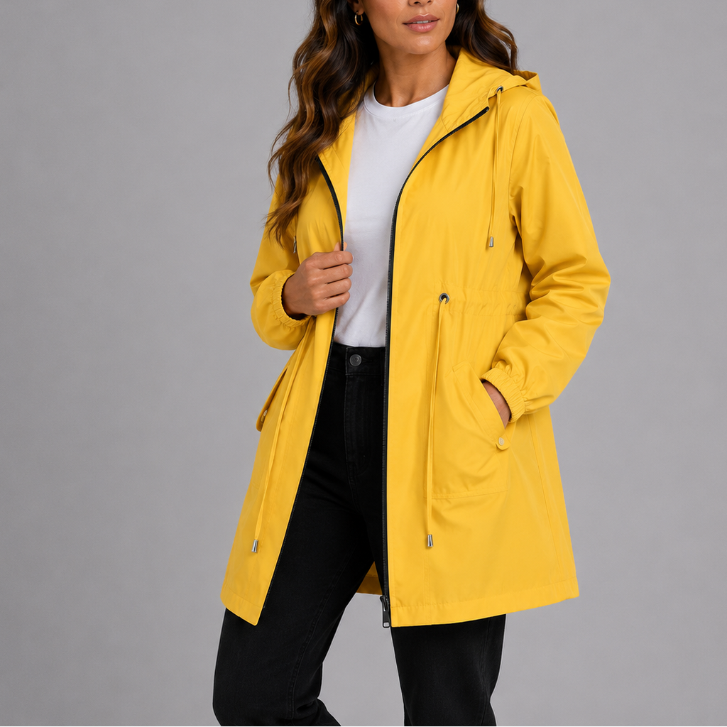 Céline | Veste de Pluie Capuche Cordon Taille