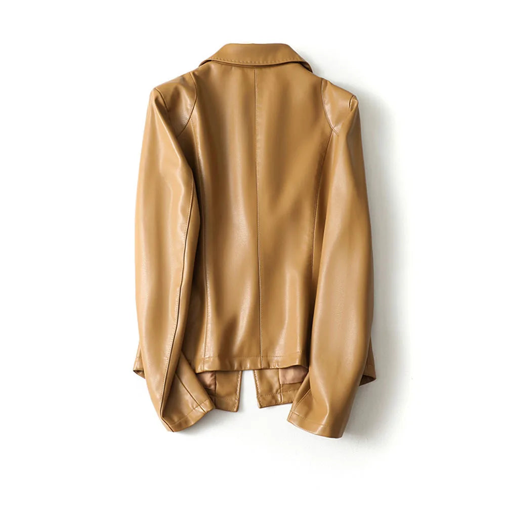 Valentine | Blazer en Cuir Boutonnage Simple