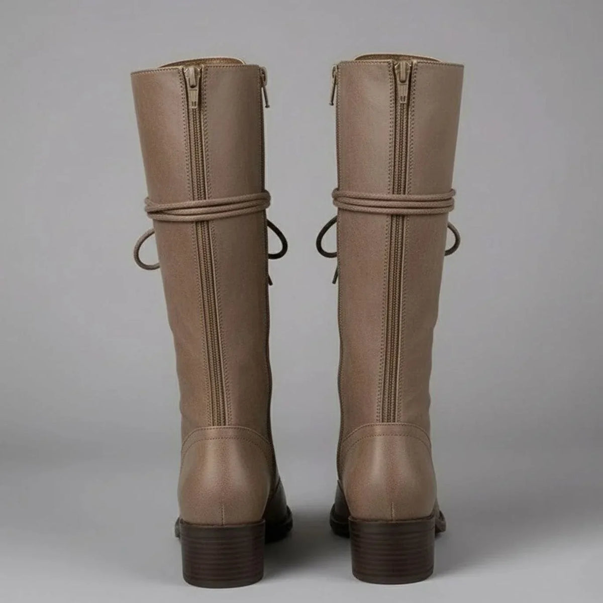 Héloïse | Bottes Hautes Lacets Cuir Talon Bloc