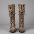 Héloïse | Bottes Hautes Lacets Cuir Talon Bloc