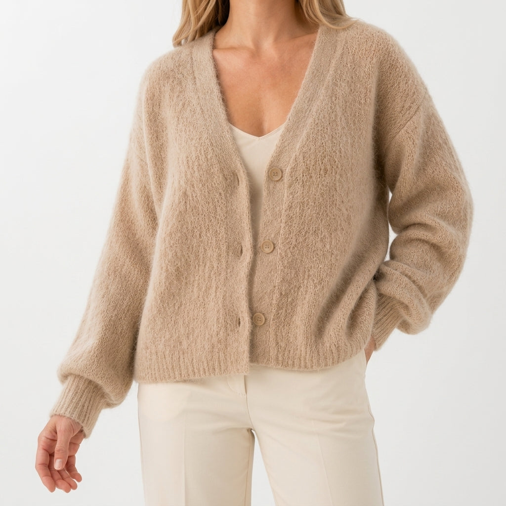 Alix | Cardigan Duveteux Boutonné