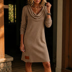 Solène | Robe Pull Tricotée Col Cascade