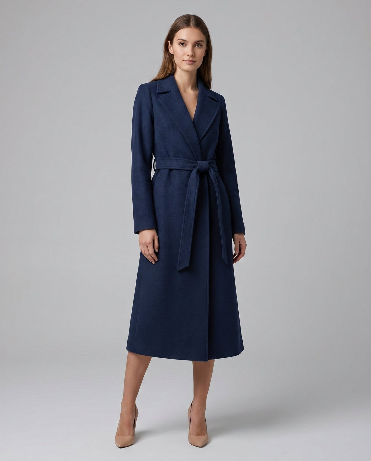 Margaux | Manteau Maxi Ceinturé en Laine Mélangée