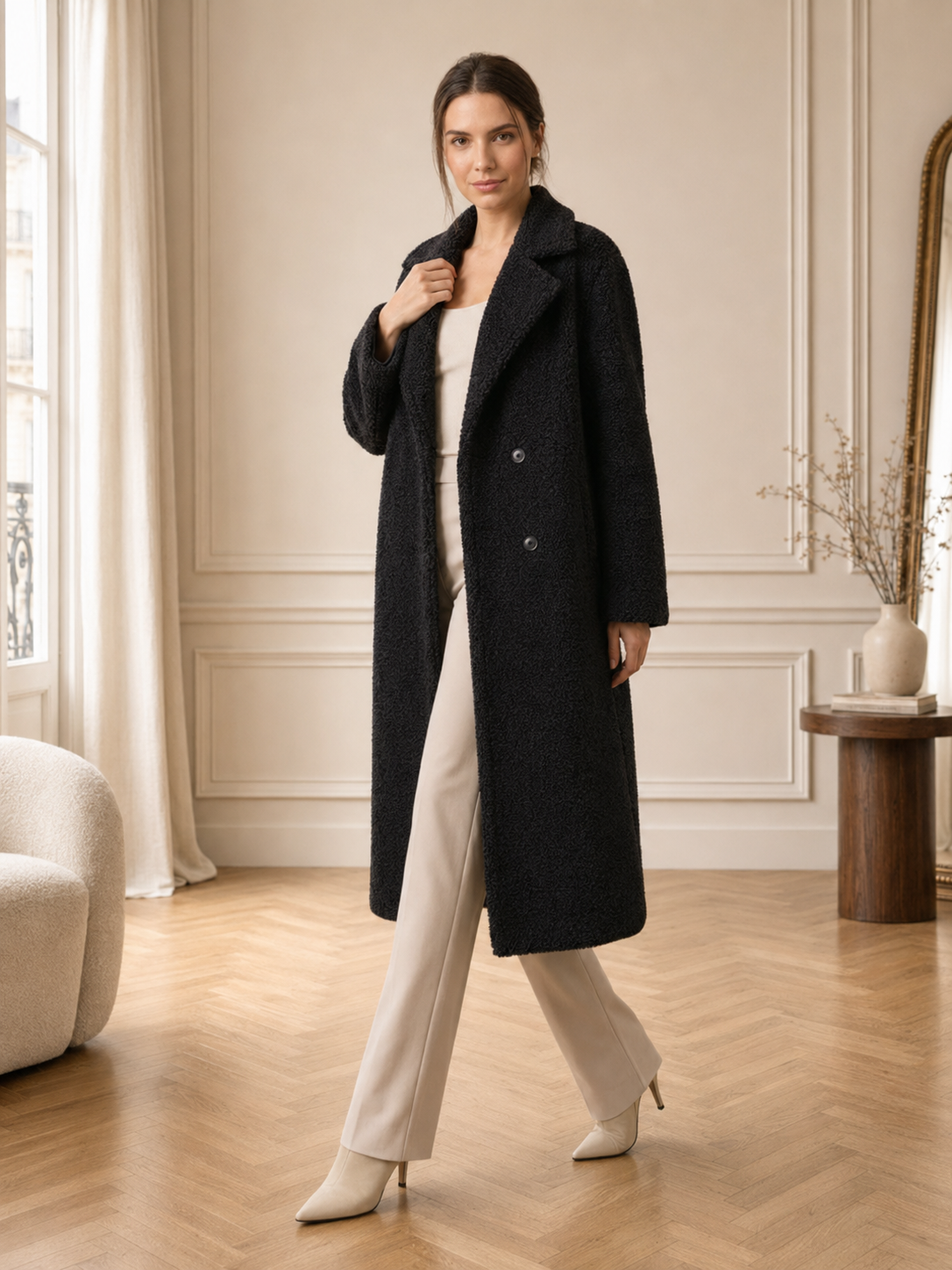 Alix | Manteau Long Effet Teddy