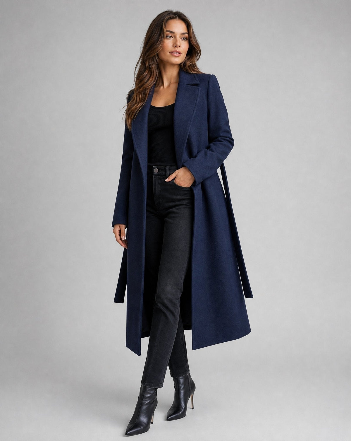 Margaux | Manteau Maxi Ceinturé en Laine Mélangée