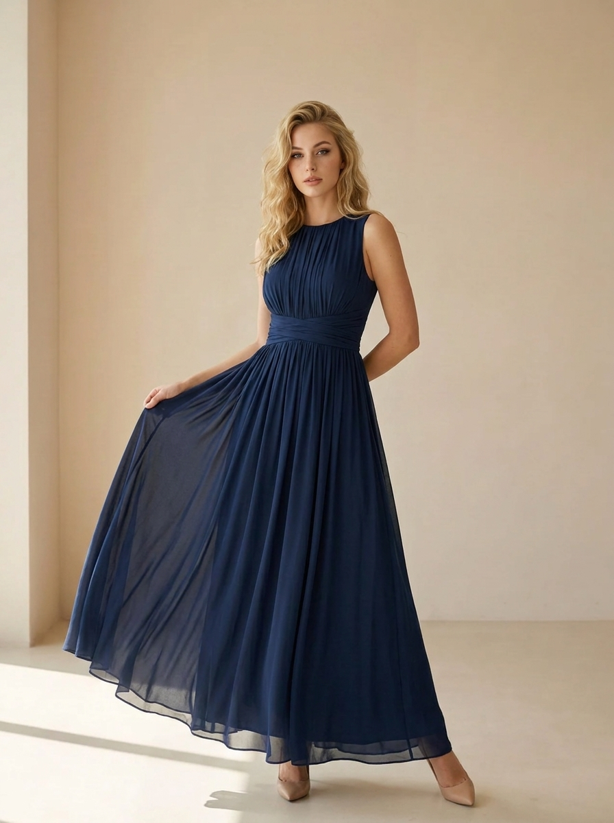 Elenora | Robe Maxi Sans Manches À Silhouette Fluide