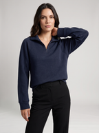 Liv | Sweatshirt femme côtelé à demi-zip