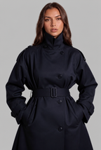 Adèle | Trench Long Col Montant Ceinturé