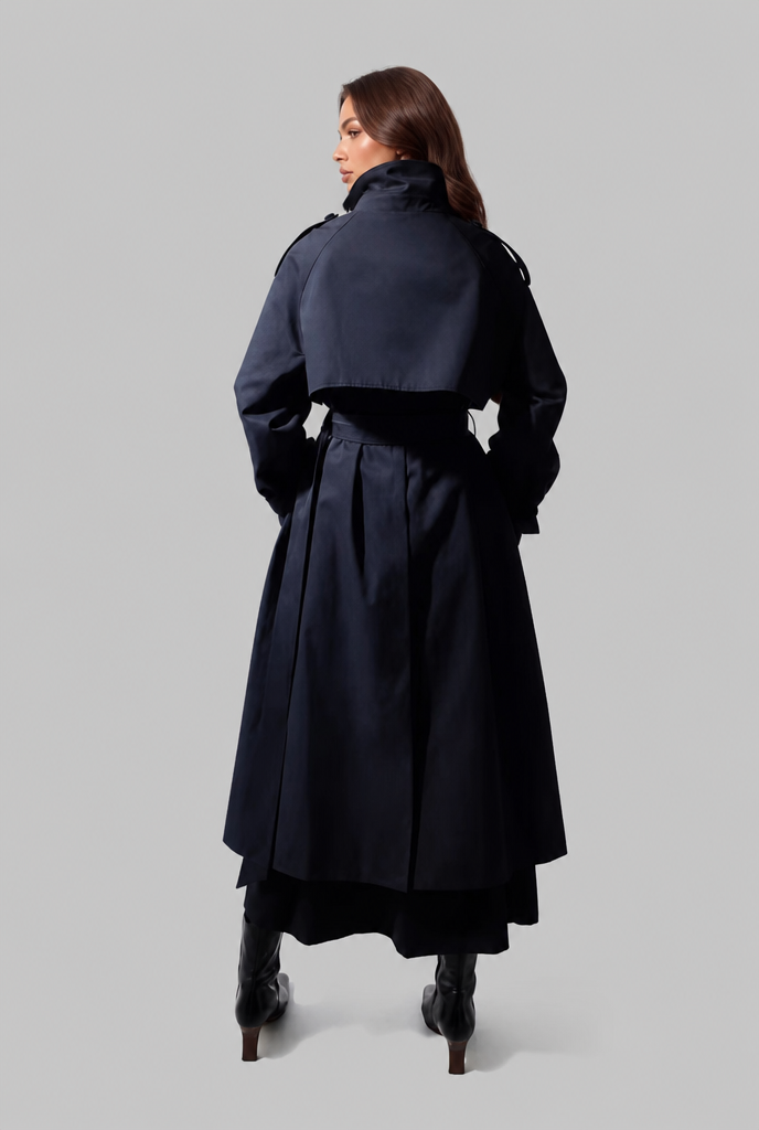 Adèle | Trench Long Col Montant Ceinturé