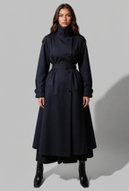 Adèle | Trench Long Col Montant Ceinturé