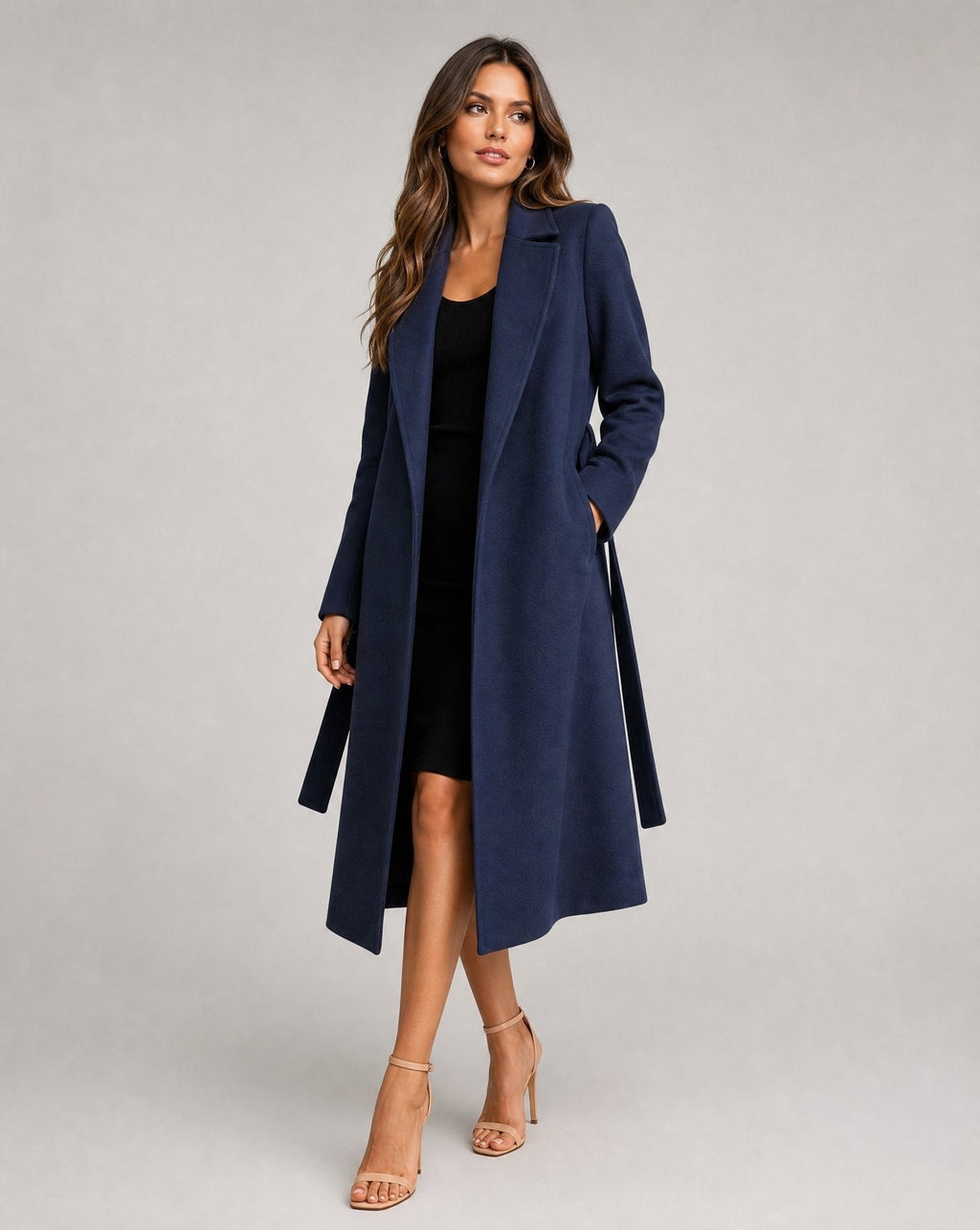 Margaux | Manteau Maxi Ceinturé en Laine Mélangée