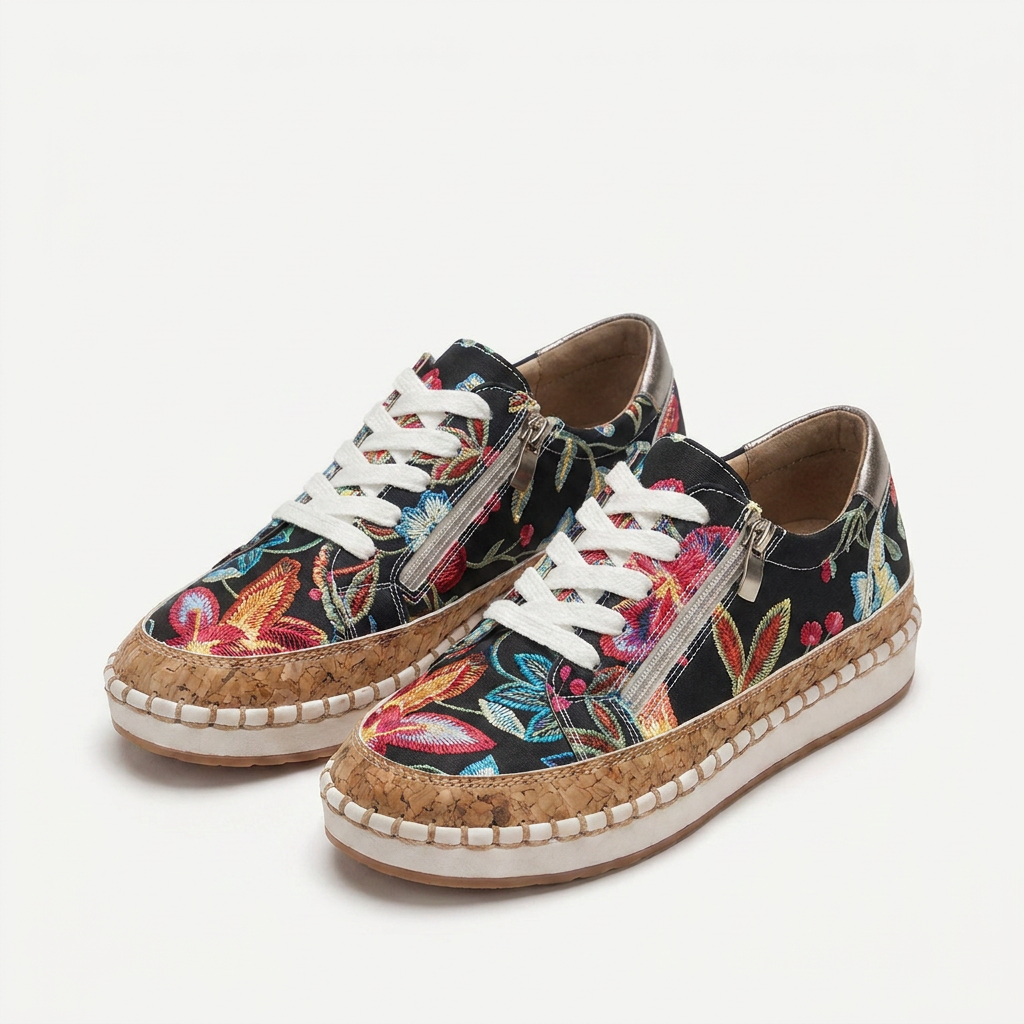 Élora | Baskets Florales Orthopédiques à Lacets