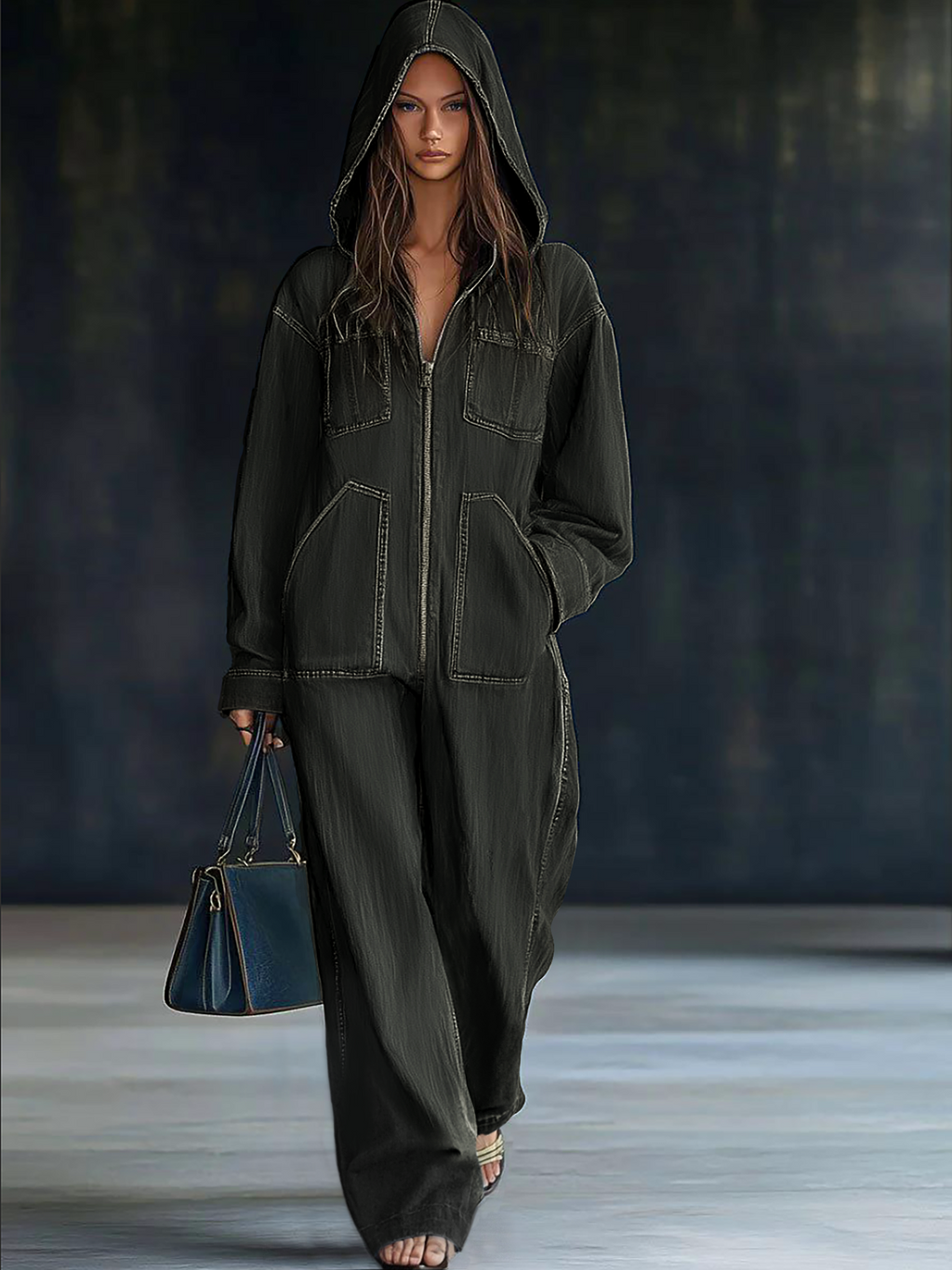 Maëlys | Combinaison Denim Capuche