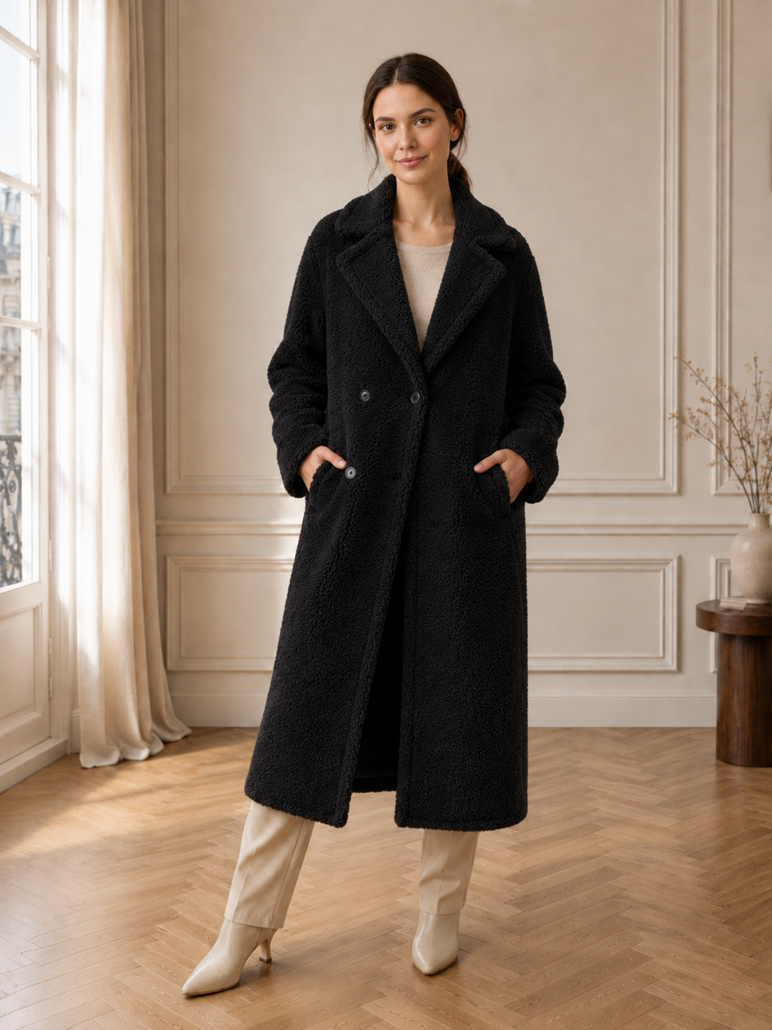 Alix | Manteau Long Effet Teddy