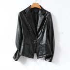 Valentine | Blazer en Cuir Boutonnage Simple