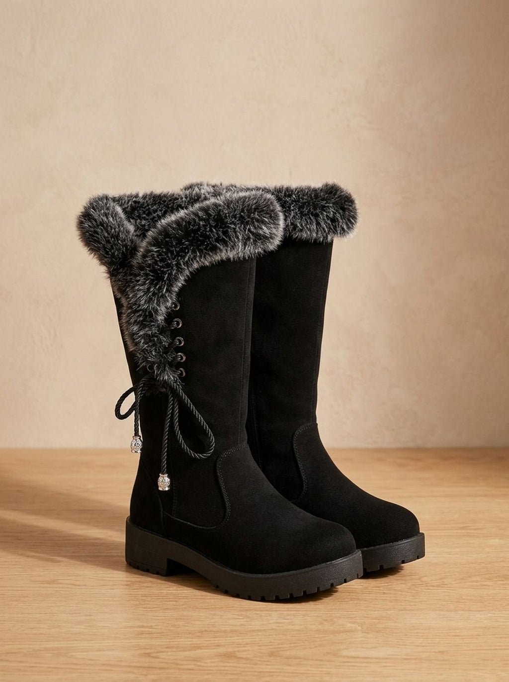 Rosalie | Bottes Hautes Bordure Fausse Fourrure