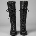 Héloïse | Bottes Hautes Lacets Cuir Talon Bloc