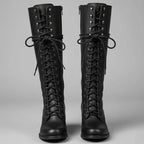 Héloïse | Bottes Hautes Lacets Cuir Talon Bloc