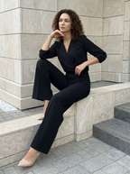 Élodie | Ensemble Élégant Croisé à Pantalon Large