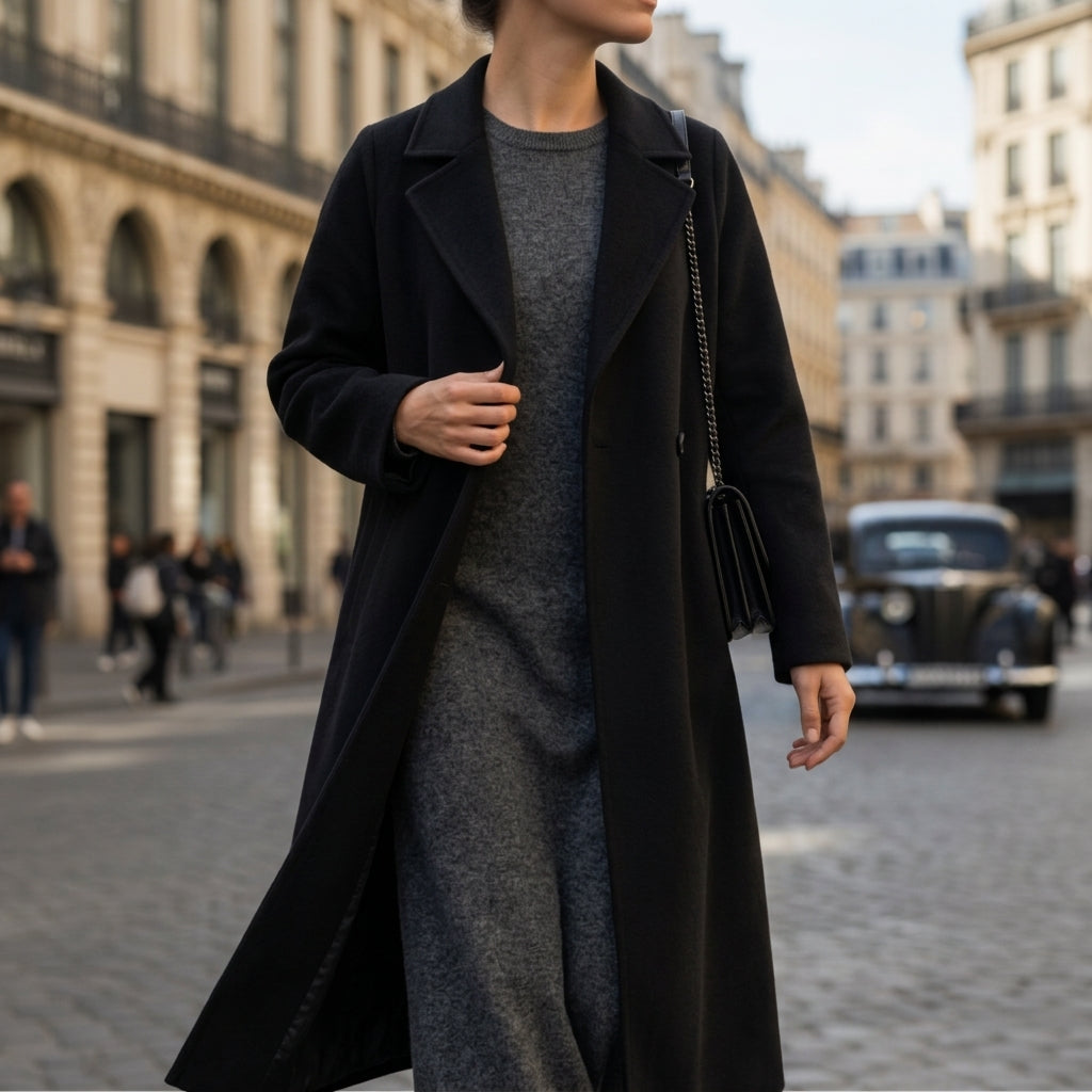 Bérénice | Manteau en Laine Ceinturé Col Cranté