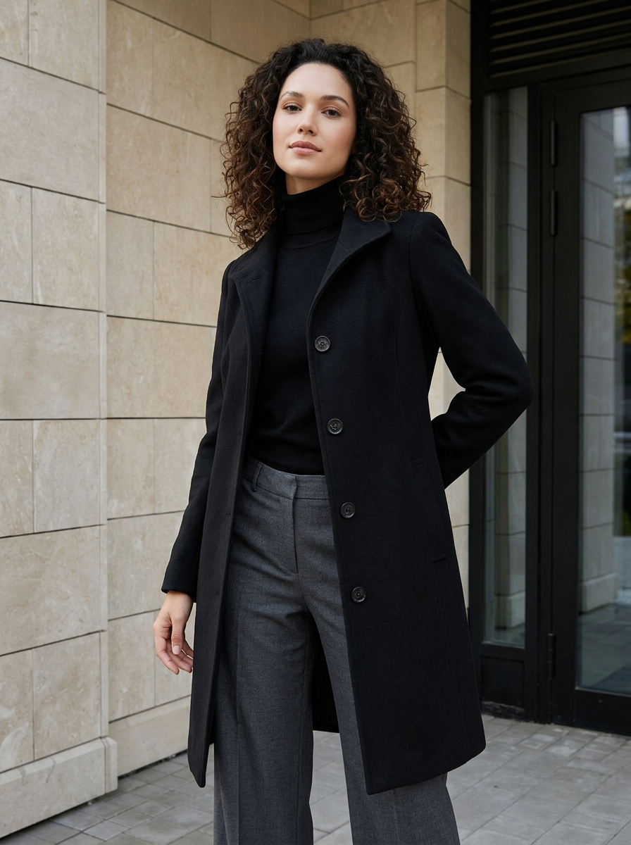Léonie | Manteau Mi-Long Boutonné